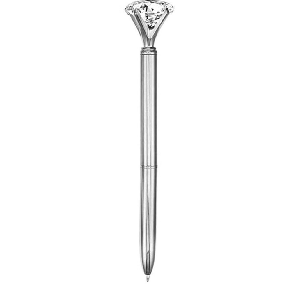 Silver color diamond top ink pen